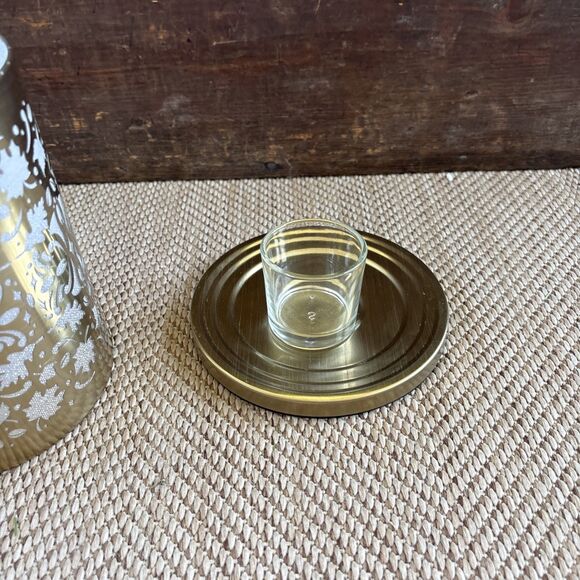 PartyLite Hurricane Votive Enchanted Golden Leaves New In Box P92594 - Picture 4 of 7